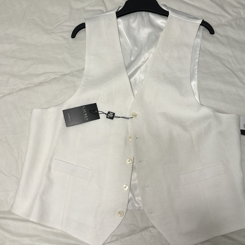 Ralph Lauren White Linen Vest, XL